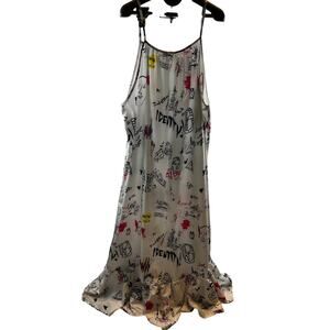 Sleeveless Maxi Dress Graffiti-style print Size 4XL
